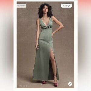 NWT - BHLDN PIPER V-NECK SIDE-SLIT SATIN GOWN